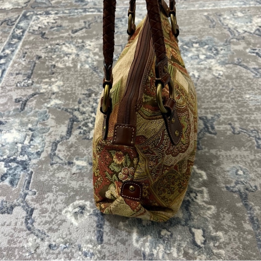 Fossil Vintage Tapestry Floral Patchwork Shoulder Purse - Picture 7 of 11